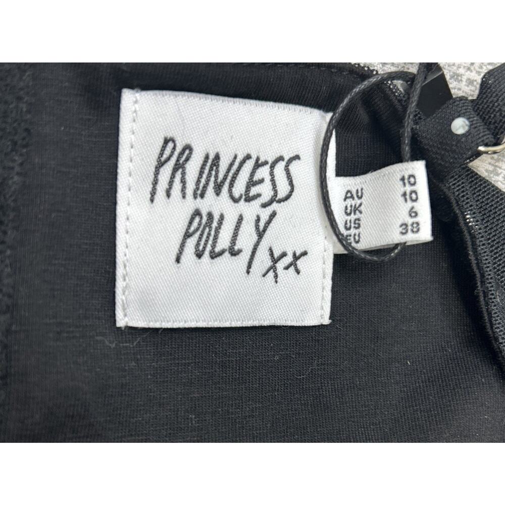 Princess Polly Women’s 6 Mesh Corset Top Black Metallic Polka Dots Boned Cami - Picture 7 of 9